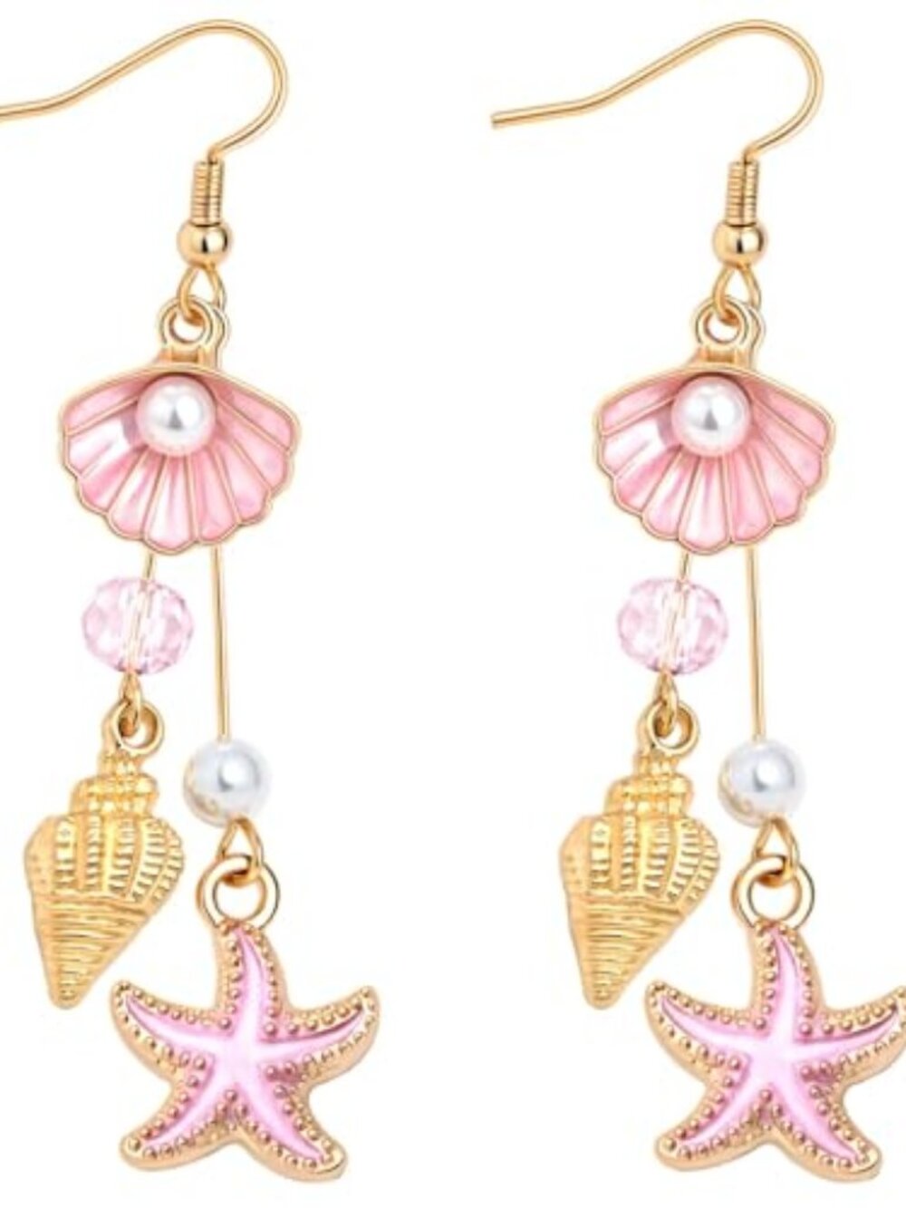 Seashell Starfish Earrings for Women Boho Conch Shell Drop Earrings Ocean Beach